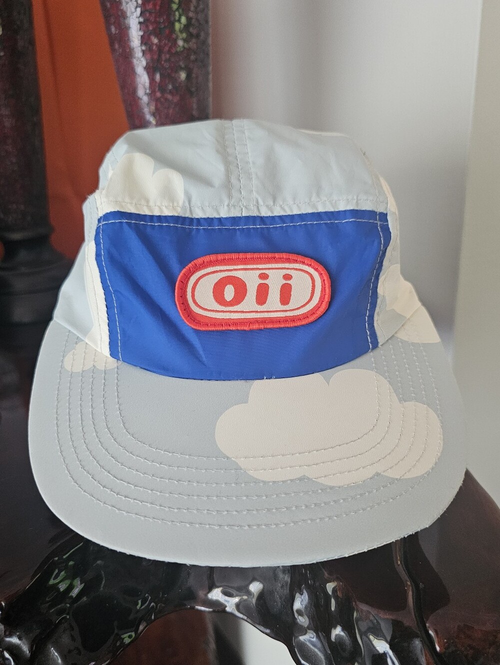 Oii Cloud Pattern Camper Hat Blue 5-Panel Camp Cap Streetwear - OS